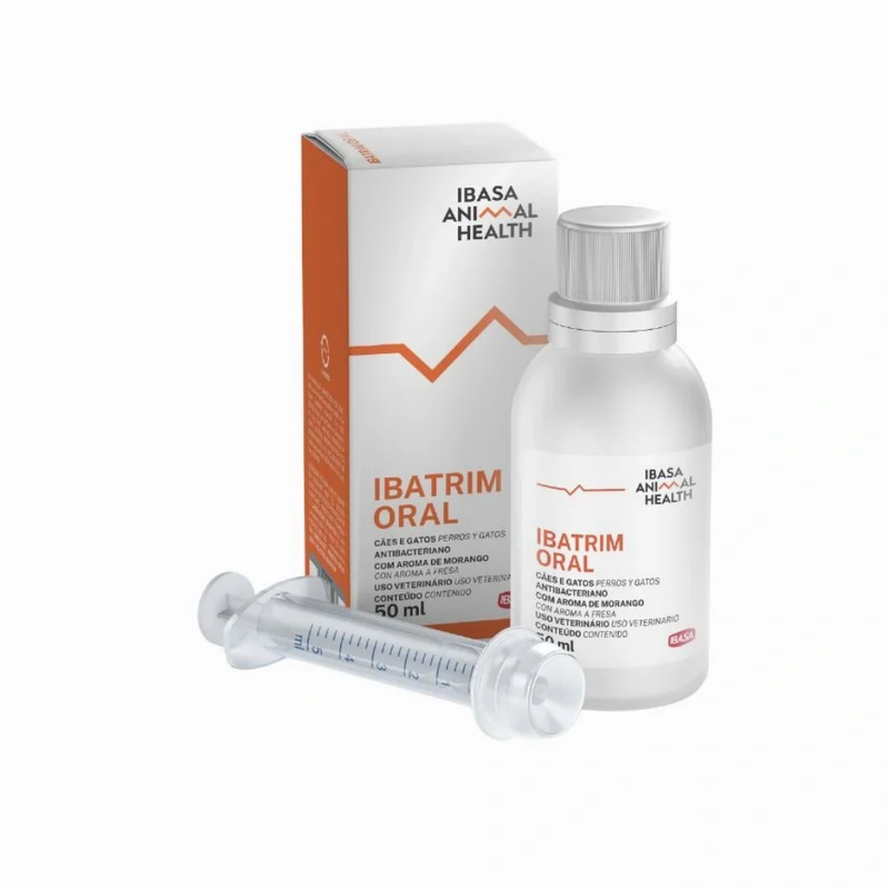 Ibatrim Oral 50ml Antimicrobiano Cães e Gatos Ibasa