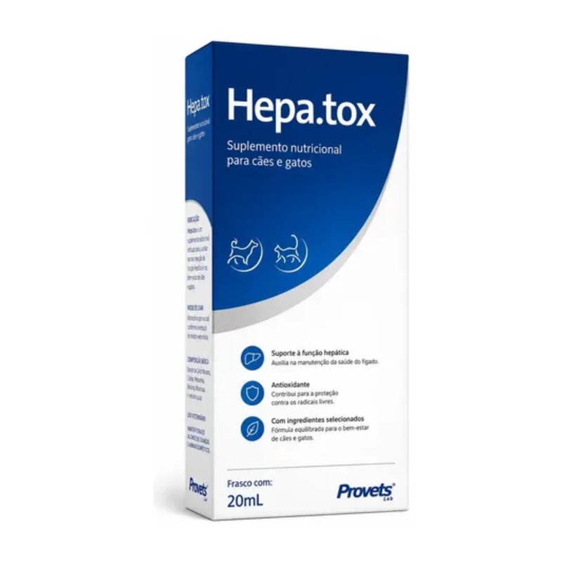 Hepa.tox Suplemento Nutricional Cães e Gatos Provets 20ml