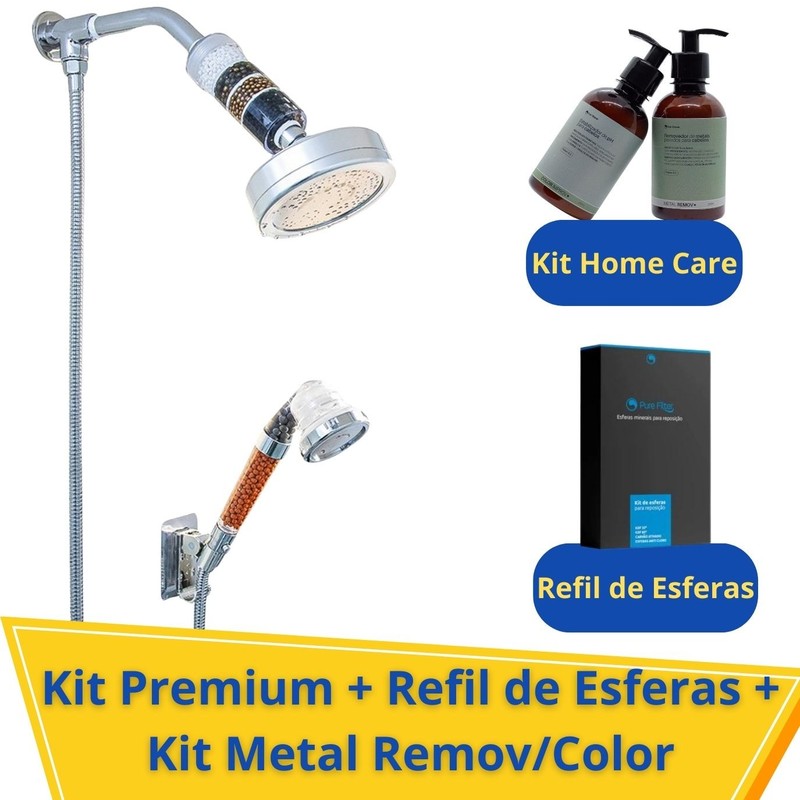 Kit Premium Select Com Ducha Auxiliar + Refil de Esferas + Kit Home Care Metal Remov Color Improv