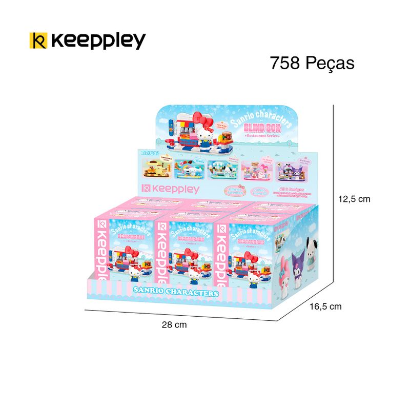 Bloco de Montar Set Restaurantes Personagens Hello Kitty e Amigos Keepplay (Kit C/ 6 Caixas)
