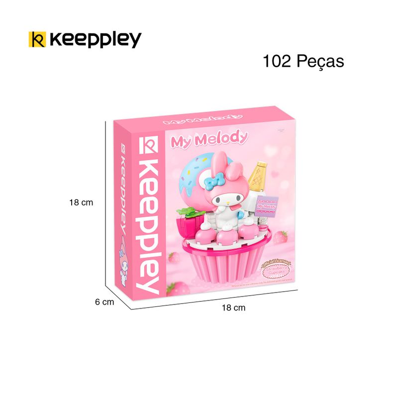 Bloco de montar Cupcake de Morango da My Melody Hello Kitty e Amigos Keepplay
