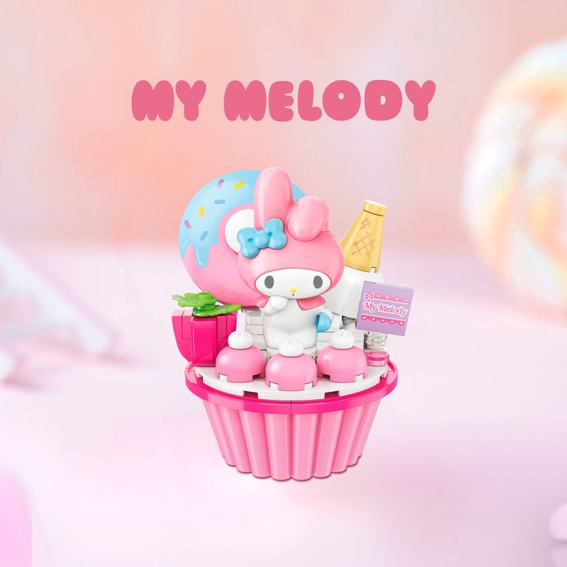 Bloco de montar Cupcake de Morango da My Melody Hello Kitty e Amigos Keepplay