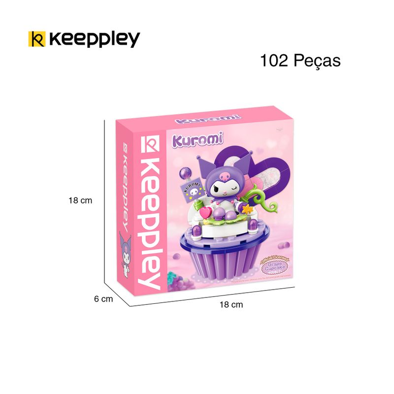 Bloco de montar Cupcake de Uva da Kuromi Hello Kitty e Amigos Keepplay