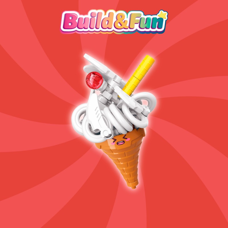 Bloco de Montar Casquinha de Baunilha Build & Fun Fast Food Qman   