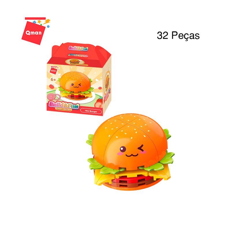 Bloco de Montar Hambúrguer Build & Fun Fast Food Keepplay