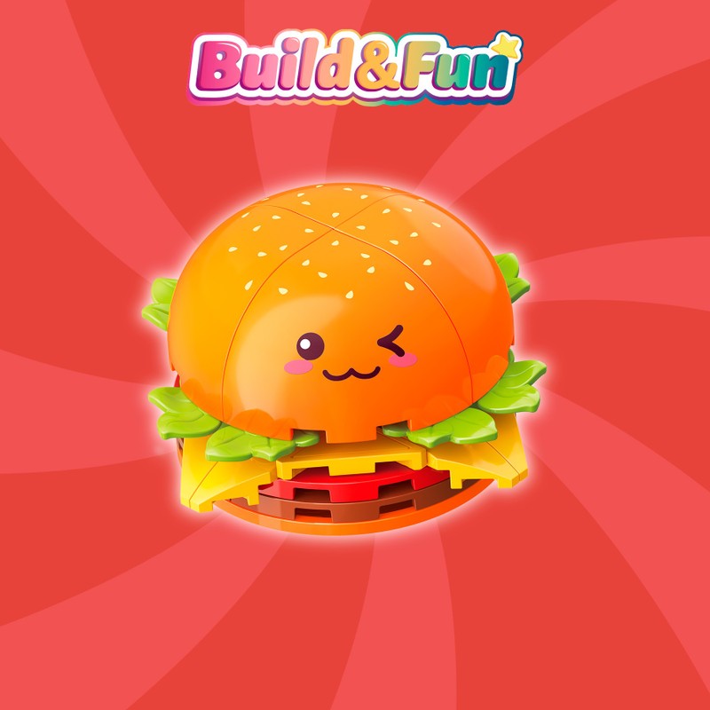 Bloco de Montar Hambúrguer Build & Fun Fast Food Qman   