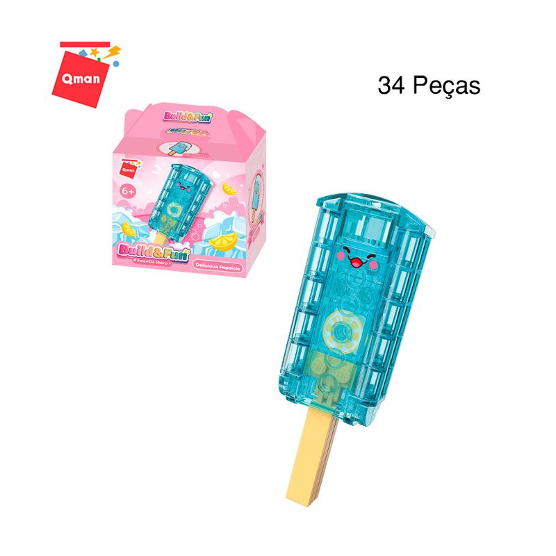 Bloco de Montar Set Build & Fun Comidinhas Keepplay