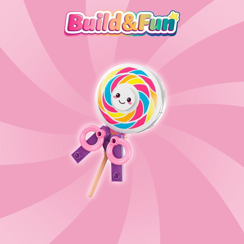 Bloco de Montar Pirulito Colorido Build & Fun Comidinhas Qman   