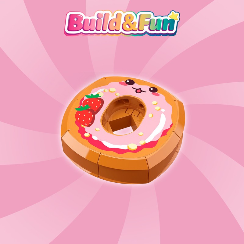 Bloco de Montar Donut de Morango Build & Fun Comidinhas Qman   