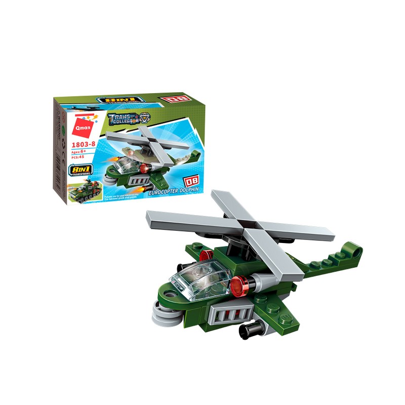 Bloco de Montar Helicóptero Militar Combat Zones Series Qman