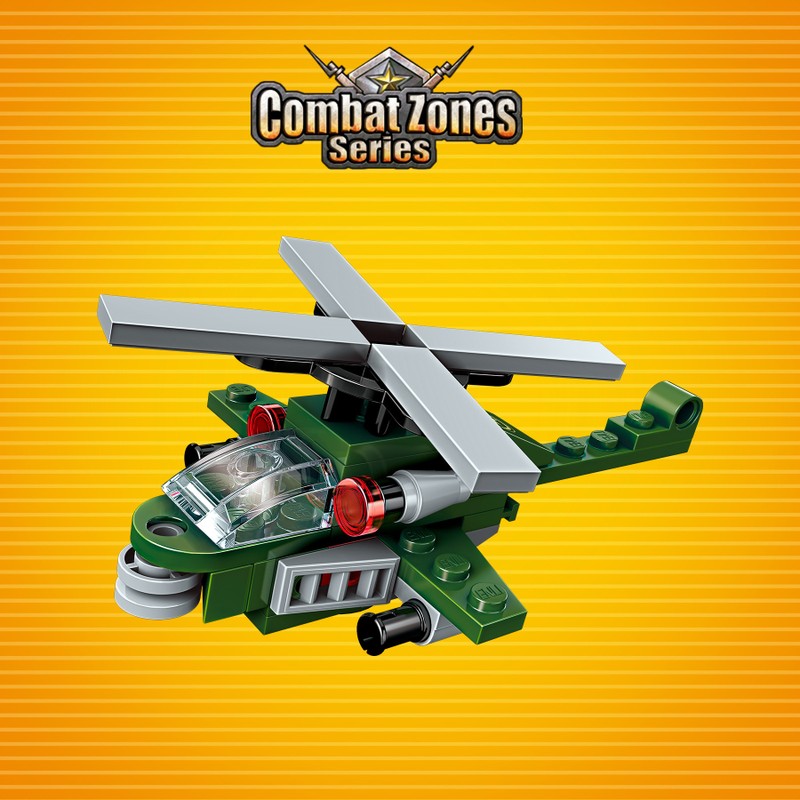 Bloco de Montar Helicóptero Militar Combat Zones Series Qman