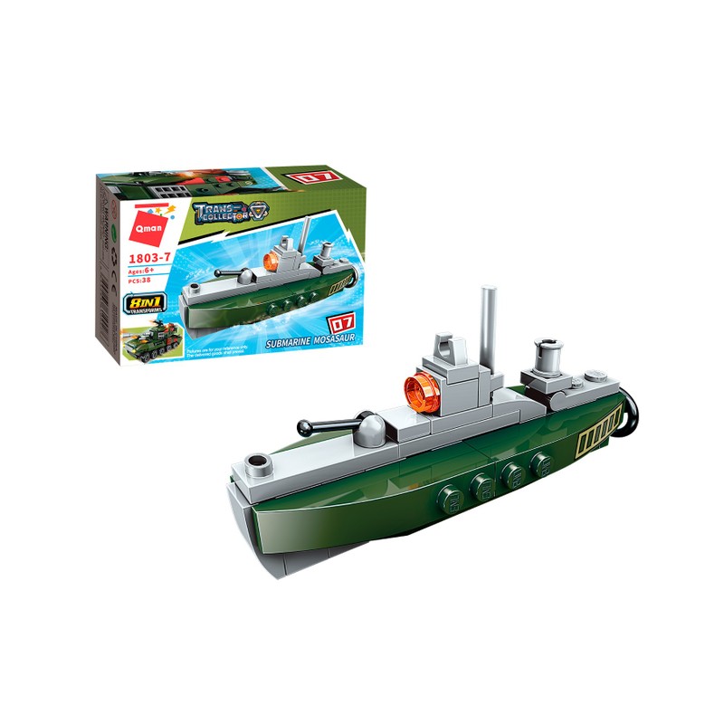 Bloco de Montar Submarino Militar Combat Zones Series Qman