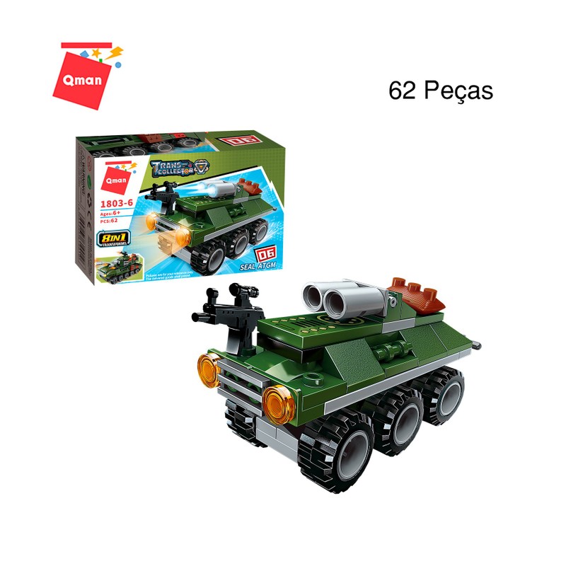 Bloco de Montar Tanque Militar Combat Zones Series Qman