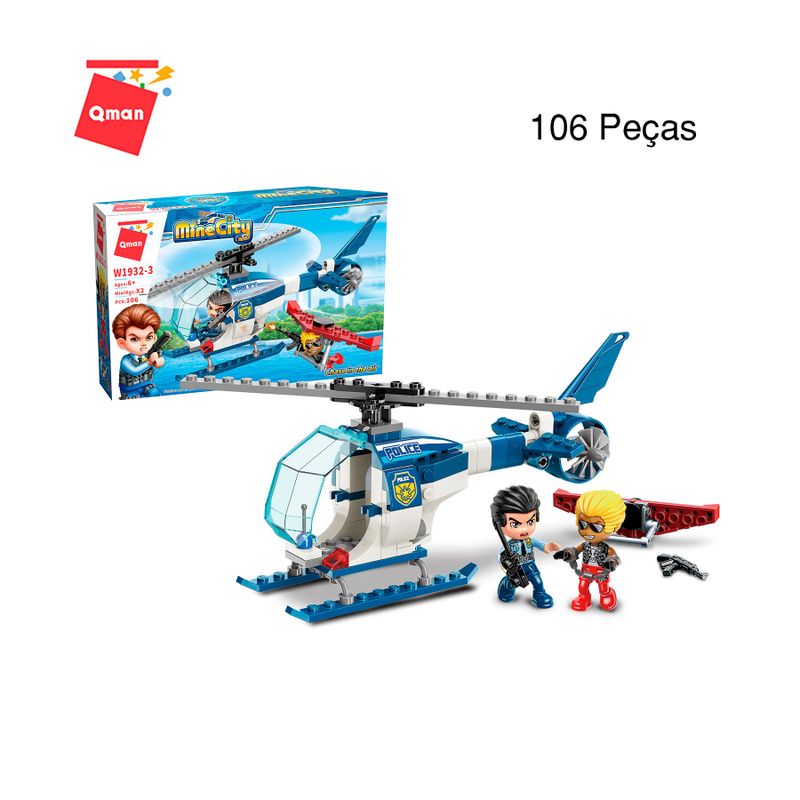 Bloco de Montar Set Polícial Mine City Keepplay
