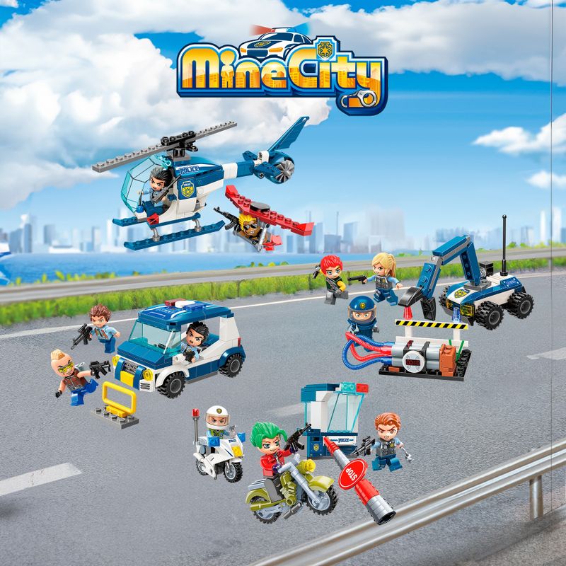 Bloco de Montar Set Polícial Mine City Keepplay