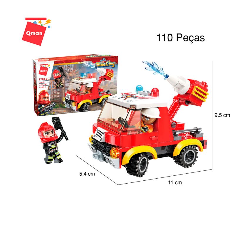 Bloco de Montar Set Brigada de Incêndio Mine City Keepplay