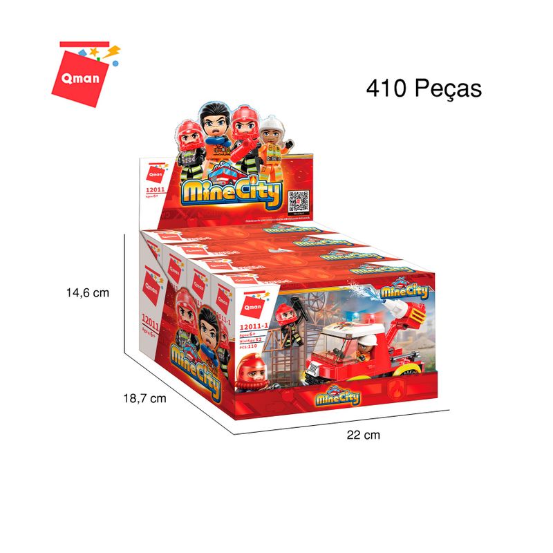 Bloco de Montar Set Brigada de Incêndio Mine City Keepplay