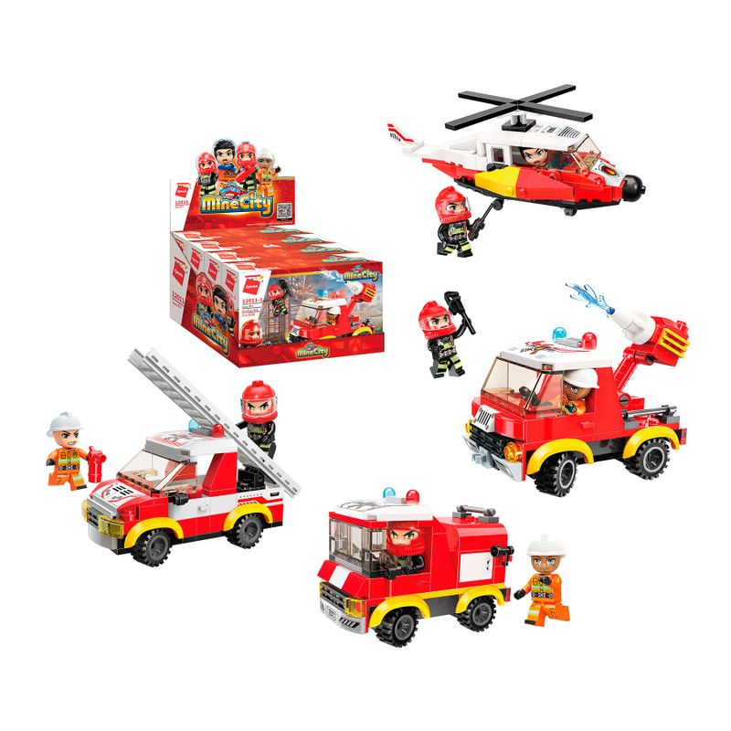 Bloco de Montar Set Brigada de Incêndio Mine City Keepplay
