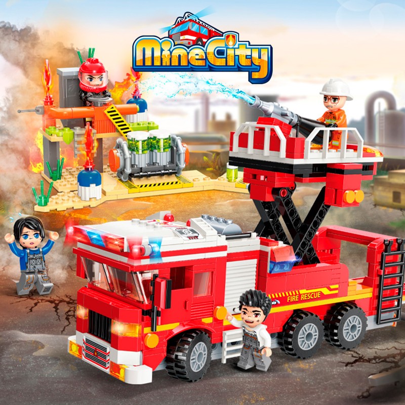 Bloco de Montar Bombeiros ao Resgate Mine City Qman