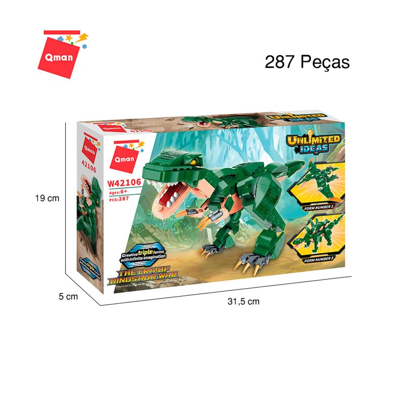 Bloco de Montar Combo Unlimited Ideas Dinossauros 3 em 1 Keepplay