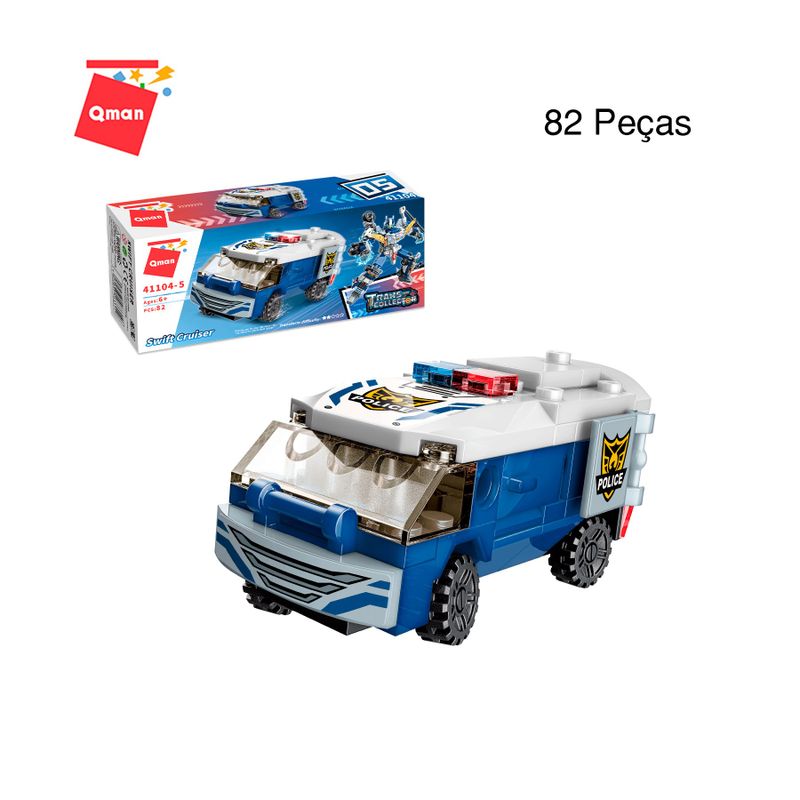 Bloco de Montar Set Trans Collector Transporte Rápido Polícia Keepplay