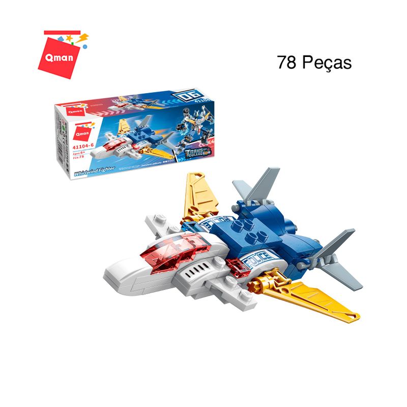 Bloco de Montar Super Avião Trans Collector Transporte Rápido Polícial Keepplay