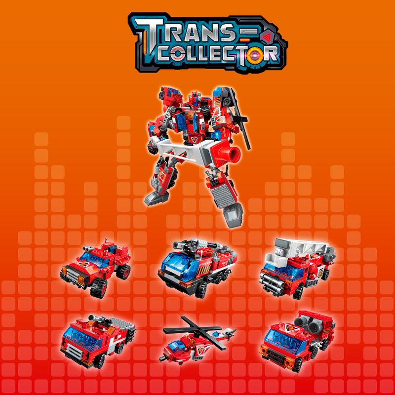 Bloco de Montar Set Trans Collector Bombeiros 6 formam 1 Keepplay