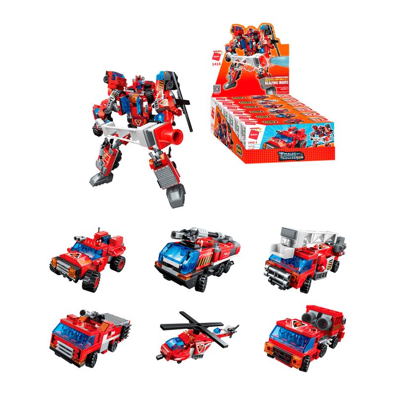 Bloco de Montar Set Trans Collector Bombeiros 6 formam 1 Keepplay