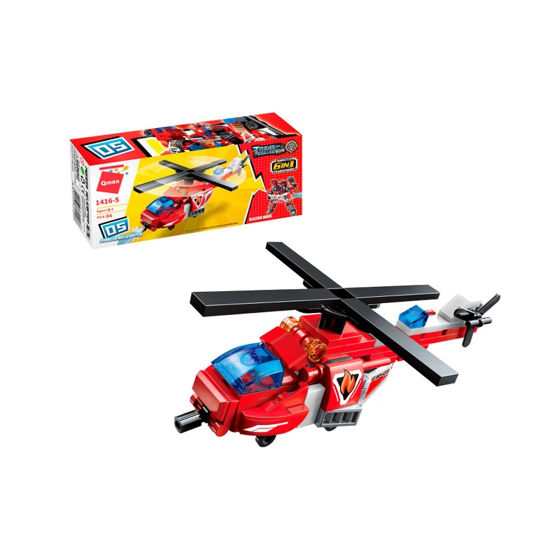 Bloco de Montar Helicóptero Bombeiro Trans Collector 6 formam 1 Qman