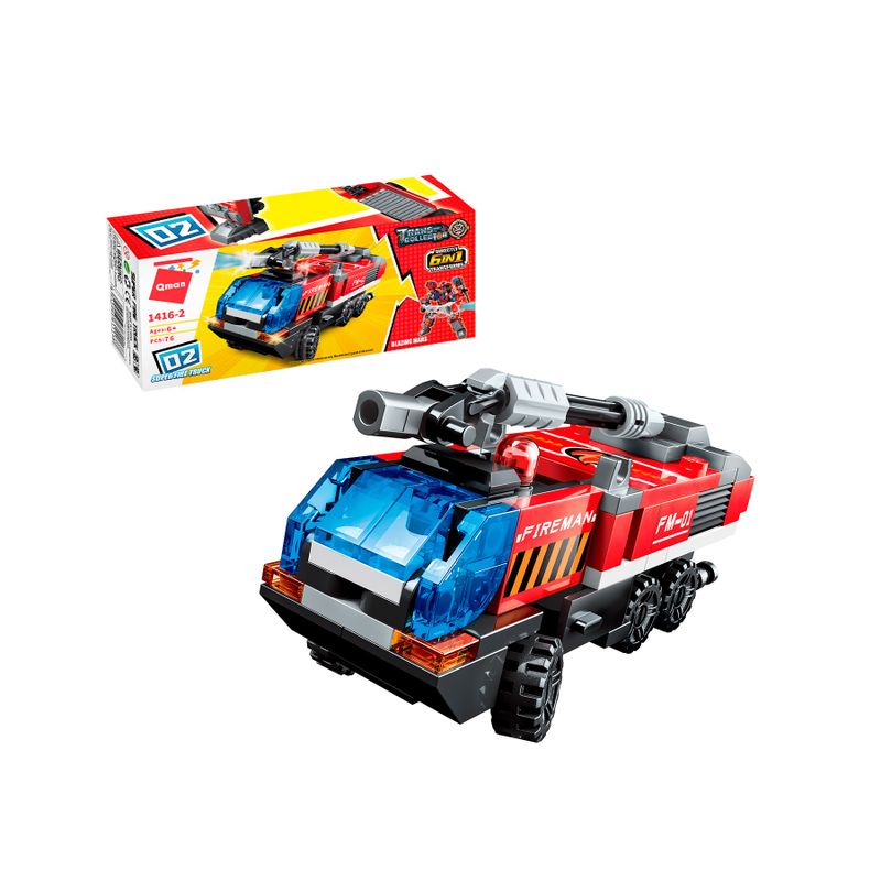 Bloco de Montar Super Caminhão Bombeiro Lançador de Água Trans Collector 6 formam 1 Keepplay