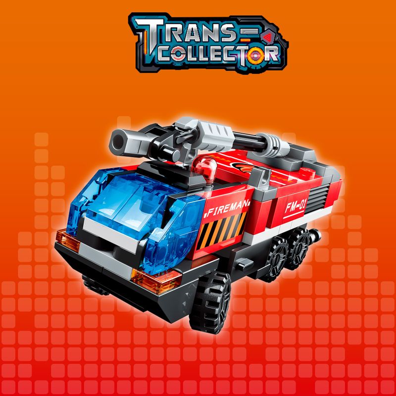 Bloco de Montar Super Caminhão Bombeiro Lançador de Água Trans Collector 6 formam 1 Keepplay