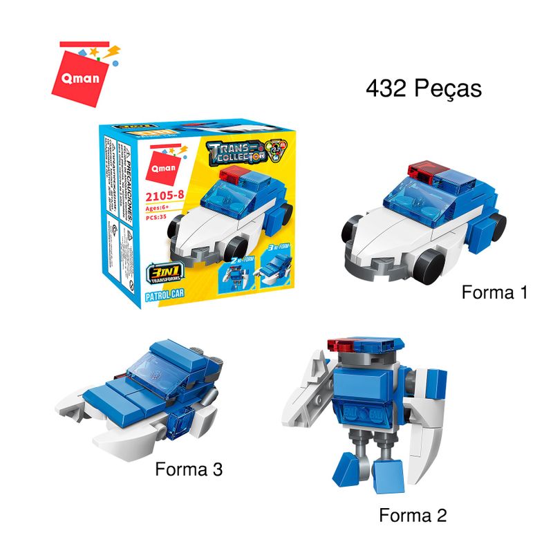 Bloco de Montar Set Trans Collector Construção e Polícial 3 em 1 Keepplay