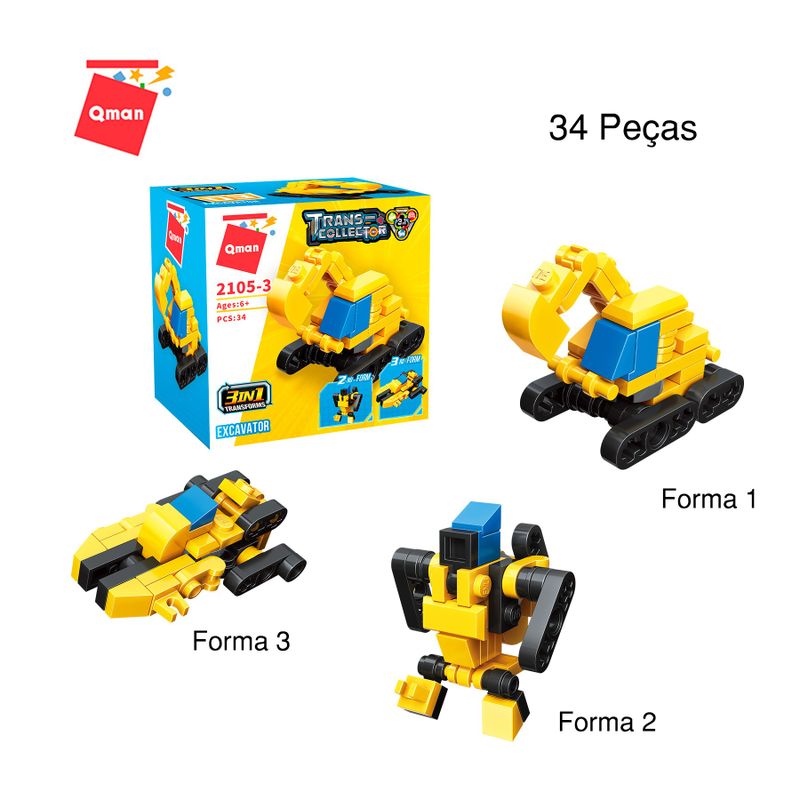 Bloco de Montar Set Trans Collector Construção e Polícial 3 em 1 Keepplay