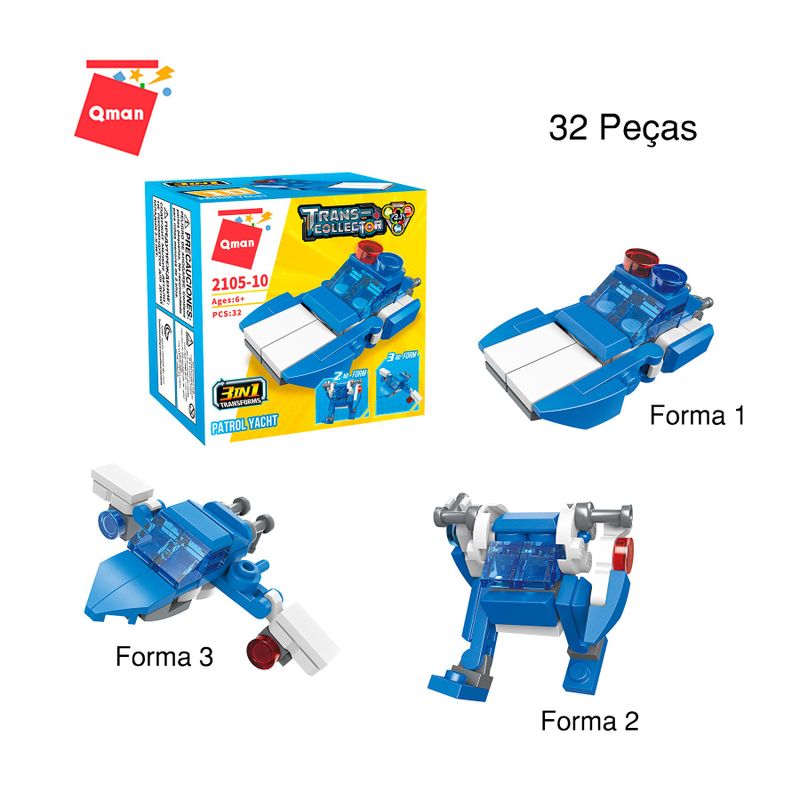 Bloco de Montar Set Trans Collector Construção e Polícial 3 em 1 Keepplay