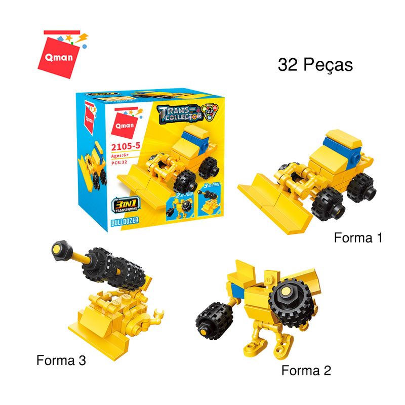 Bloco de Montar Set Trans Collector Construção e Polícial 3 em 1 Keepplay