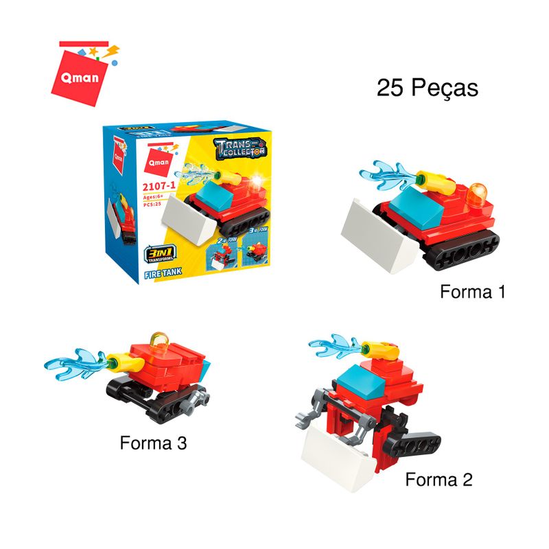 Bloco de Montar Set Trans Collector Bombeiro e Polícia 3 em 1 Keepplay