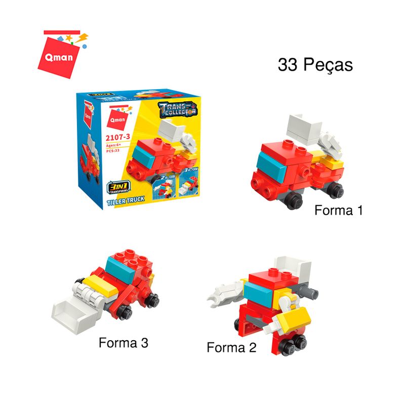 Bloco de Montar Set Trans Collector Bombeiro e Polícia 3 em 1 Keepplay