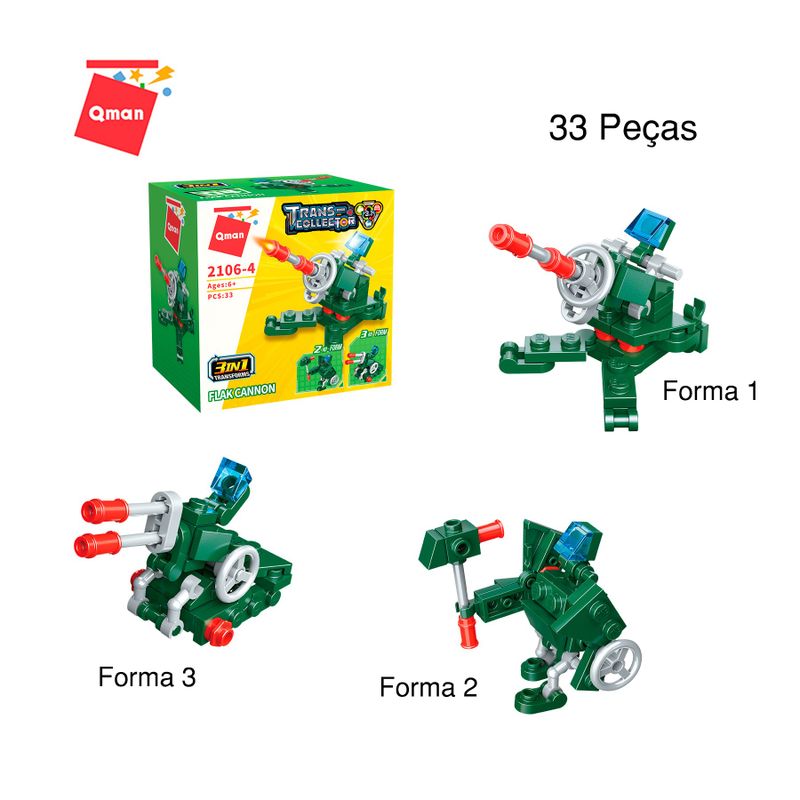 Bloco de Montar Set Trans Collector Militar e Transportes 3 em 1 Keepplay