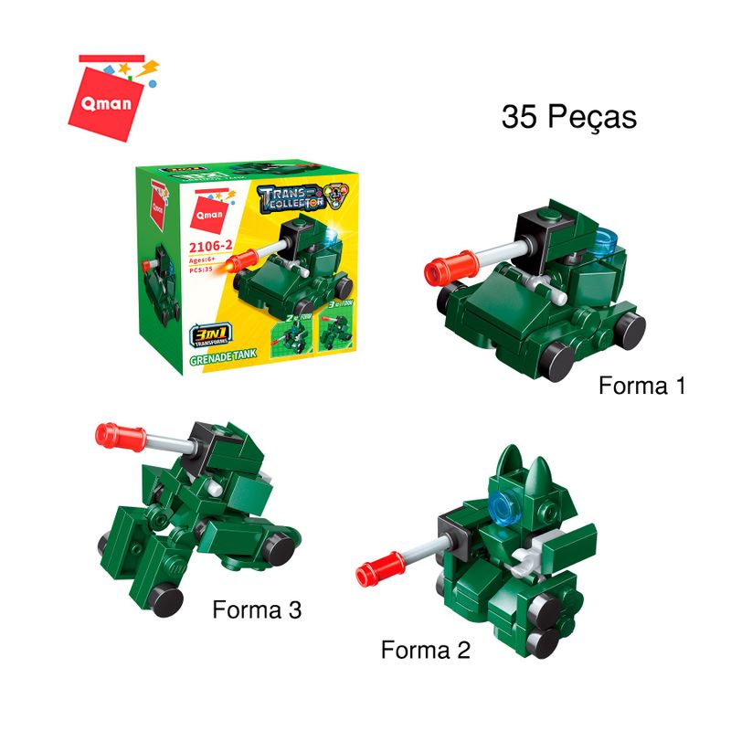 Bloco de Montar Set Trans Collector Militar e Transportes 3 em 1 Keepplay