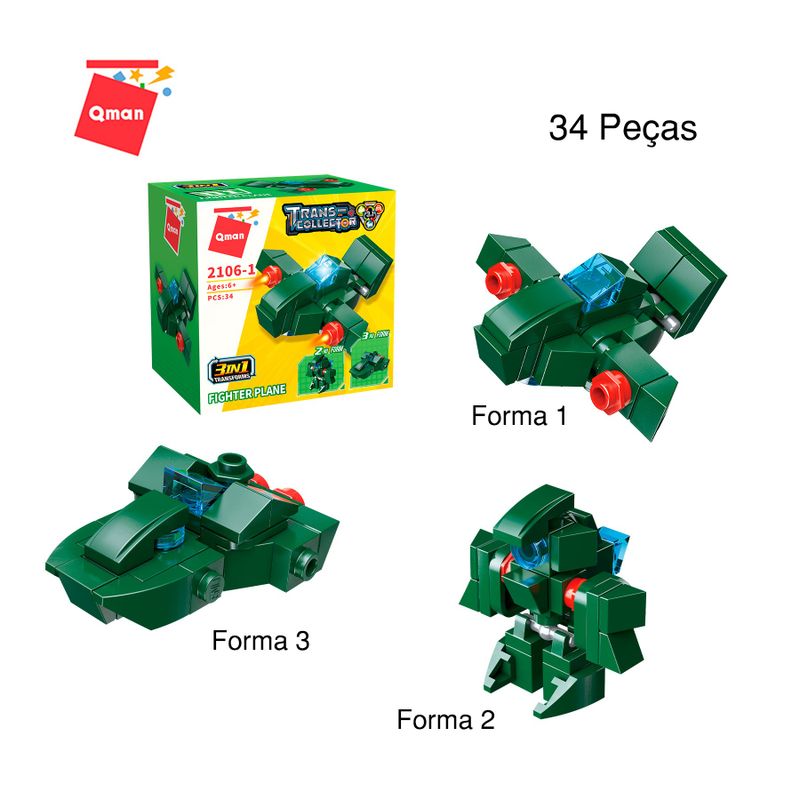 Bloco de Montar Set Trans Collector Militar e Transportes 3 em 1 Keepplay