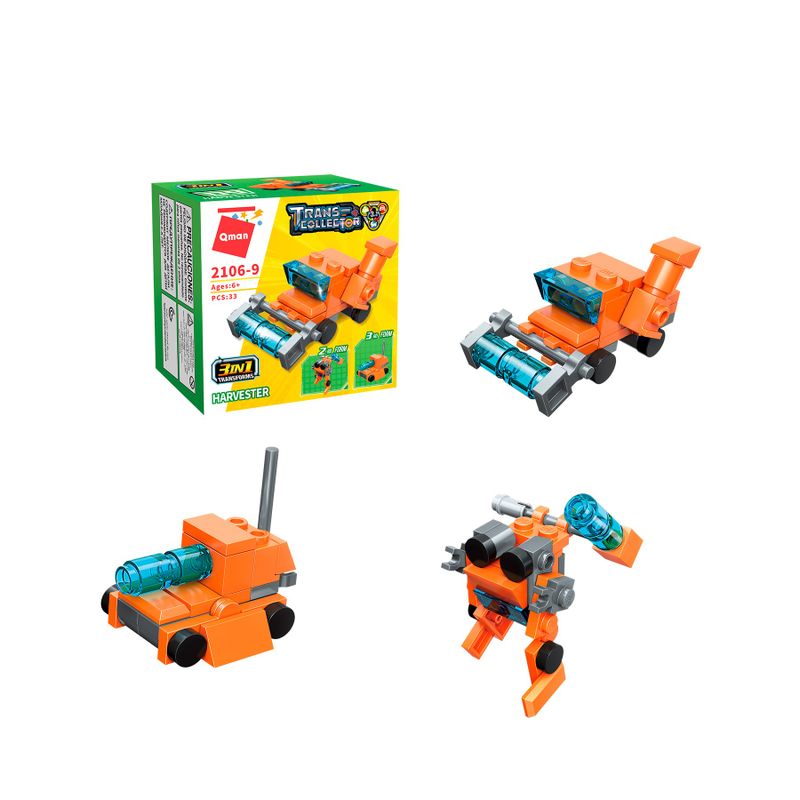 Bloco de Montar Colheitadeira Trans Collector Militar e Transportes 3 em 1 Keepplay