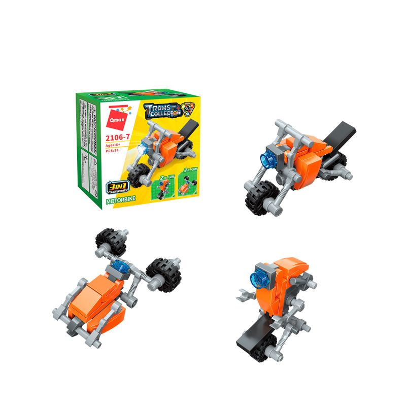 Bloco de Montar Motocicleta Trans Collector Militar e Transportes 3 em 1 Keepplay