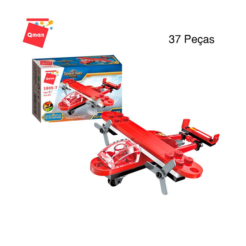 Bloco de Montar Set Combat Zones Super Bombeiro Keepplay