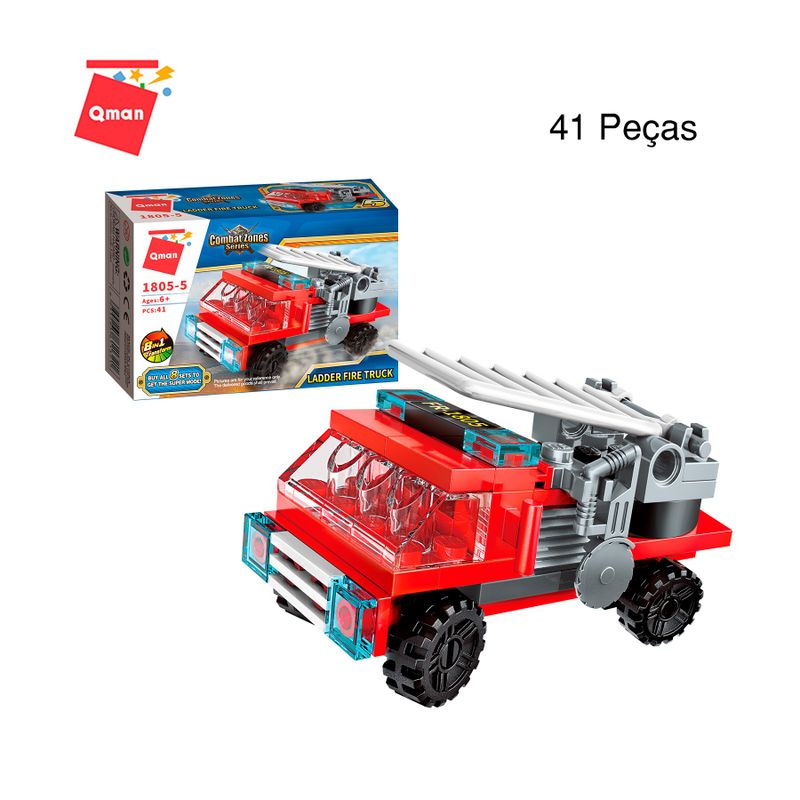 Bloco de Montar Set Combat Zones Super Bombeiro Keepplay
