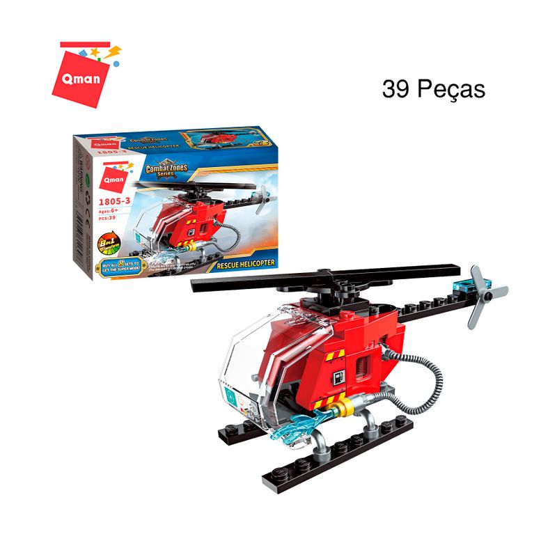 Bloco de Montar Set Combat Zones Super Bombeiro Keepplay