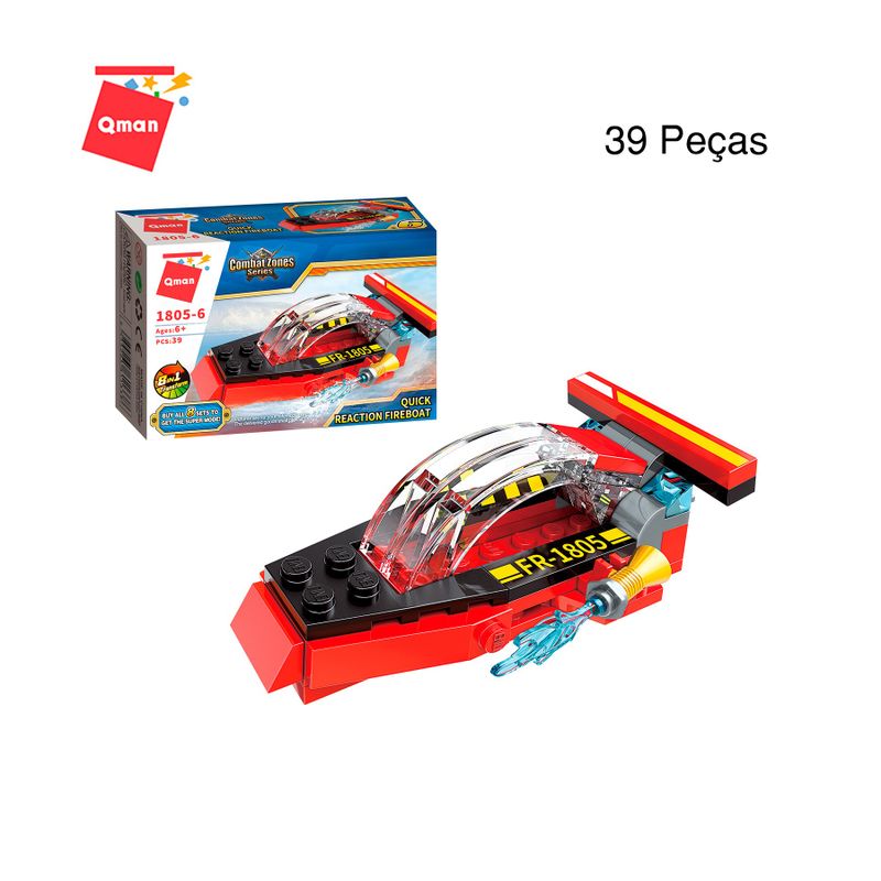 Bloco de Montar Set Combat Zones Super Bombeiro Keepplay