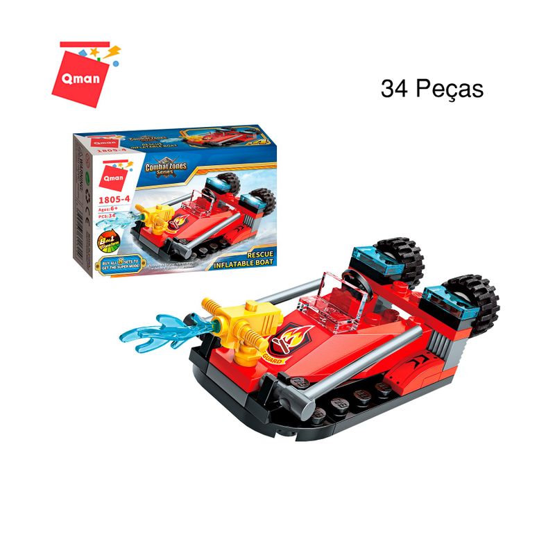 Bloco de Montar Set Combat Zones Super Bombeiro Keepplay