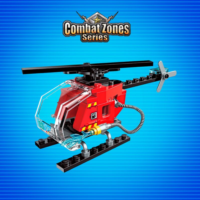 Bloco de Montar Helicóptero de Bombeiro Combat Zones Super Bombeiro Keepplay