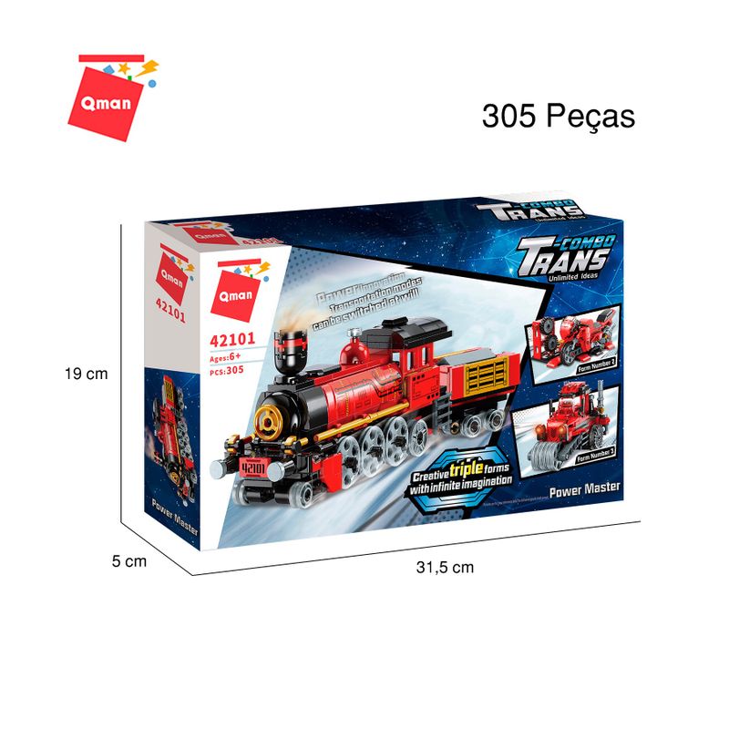 Bloco de Montar Mestre do Poder Combo Transportes 3 em 1 Keepplay