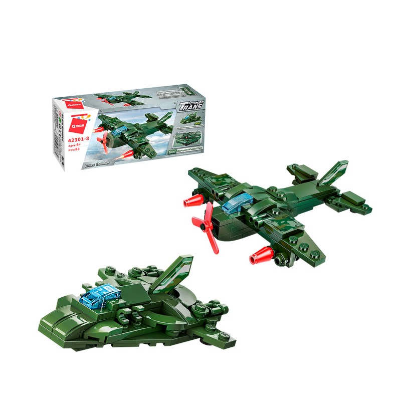 Bloco de Montar Avião Bombardeiro Combo Trans Militar Qman